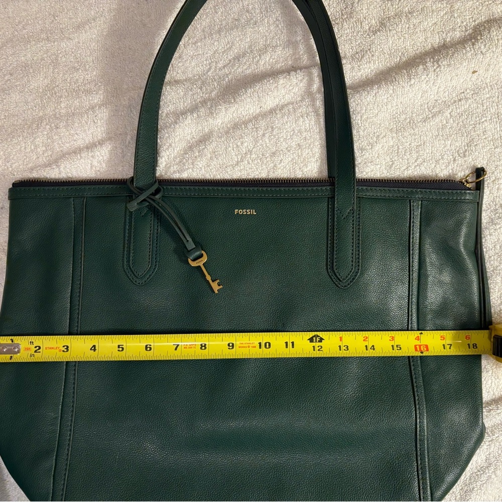 Fossil Forest Green Leather Tote - Picture 5 of 6